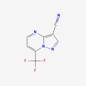 molecular formula C8H3F3N4 B2843491 7-(三氟甲基)吡唑并[1,5-a]嘧啶-3-羧腈 CAS No. 832115-44-3