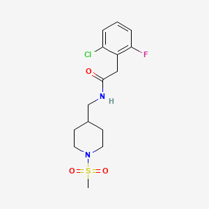 molecular formula C15H20ClFN2O3S B2843492 2-(2-氯-6-氟苯基)-N-((1-(甲磺酰基)哌啶-4-基)甲基)乙酰胺 CAS No. 1797793-71-5