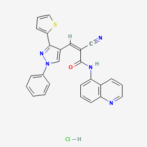 molecular formula C26H18ClN5OS B2843507 (Z)-2-Cyano-3-(1-phenyl-3-thiophen-2-ylpyrazol-4-yl)-N-quinolin-5-ylprop-2-enamide;hydrochloride CAS No. 1808374-55-1
