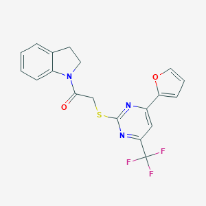 2-(2,3-dihydro-1H-indol-1-yl)-2-oxoethyl 4-(2-furyl)-6-(trifluoromethyl)-2-pyrimidinyl sulfide