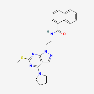 N-(2-(6-(methylthio)-4-(pyrrolidin-1-yl)-1H-pyrazolo[3,4-d]pyrimidin-1-yl)ethyl)-1-naphthamide