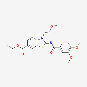 (Z)-ethyl 2-((3,4-dimethoxybenzoyl)imino)-3-(2-methoxyethyl)-2,3-dihydrobenzo[d]thiazole-6-carboxylate