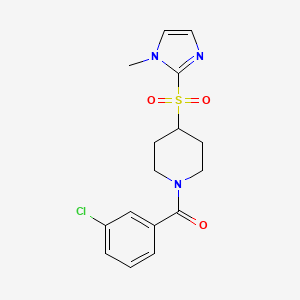 molecular formula C16H18ClN3O3S B2843525 (3-chlorophenyl)(4-((1-methyl-1H-imidazol-2-yl)sulfonyl)piperidin-1-yl)methanone CAS No. 2309732-64-5