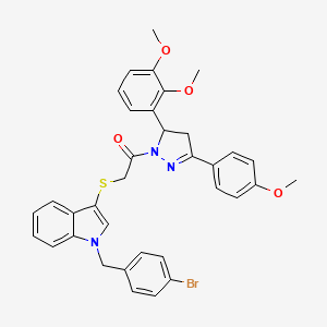 2-((1-(4-bromobenzyl)-1H-indol-3-yl)thio)-1-(5-(2,3-dimethoxyphenyl)-3-(4-methoxyphenyl)-4,5-dihydro-1H-pyrazol-1-yl)ethanone