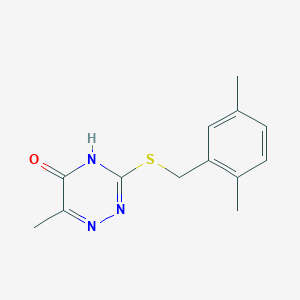 molecular formula C13H15N3OS B2843531 3-((2,5-dimethylbenzyl)thio)-6-methyl-1,2,4-triazin-5(4H)-one CAS No. 872629-57-7