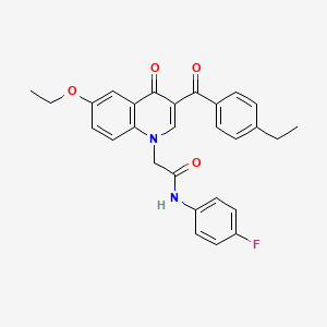 molecular formula C28H25FN2O4 B2843545 2-(6-ethoxy-3-(4-ethylbenzoyl)-4-oxoquinolin-1(4H)-yl)-N-(4-fluorophenyl)acetamide CAS No. 895645-37-1