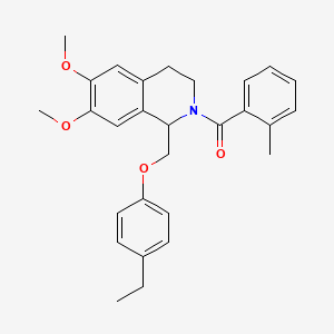 molecular formula C28H31NO4 B2843546 (1-((4-ethylphenoxy)methyl)-6,7-dimethoxy-3,4-dihydroisoquinolin-2(1H)-yl)(o-tolyl)methanone CAS No. 680604-01-7