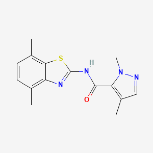molecular formula C15H16N4OS B2843552 N-(4,7-二甲基苯并噻唑-2-基)-1,4-二甲基-1H-吡唑-5-甲酰胺 CAS No. 1207039-15-3