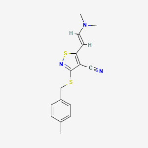 molecular formula C16H17N3S2 B2843554 5-[(E)-2-(dimethylamino)ethenyl]-3-[(4-methylphenyl)methylsulfanyl]-1,2-thiazole-4-carbonitrile CAS No. 338778-59-9