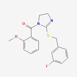 [2-[(3-Fluorophenyl)methylsulfanyl]-4,5-dihydroimidazol-1-yl]-(2-methoxyphenyl)methanone
