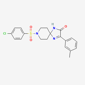 molecular formula C20H20ClN3O3S B2843560 8-((4-Chlorophenyl)sulfonyl)-3-(m-tolyl)-1,4,8-triazaspiro[4.5]dec-3-en-2-one CAS No. 1189944-36-2