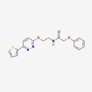 molecular formula C18H17N3O3S B2843568 2-phenoxy-N-(2-((6-(thiophen-2-yl)pyridazin-3-yl)oxy)ethyl)acetamide CAS No. 920359-41-7
