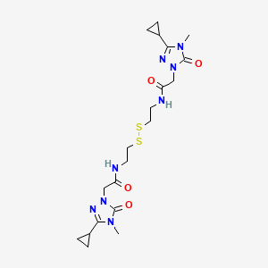 molecular formula C20H30N8O4S2 B2843576 2-(3-Cyclopropyl-4-methyl-5-oxo-1,2,4-triazol-1-yl)-N-[2-[2-[[2-(3-cyclopropyl-4-methyl-5-oxo-1,2,4-triazol-1-yl)acetyl]amino]ethyldisulfanyl]ethyl]acetamide CAS No. 2305386-33-6