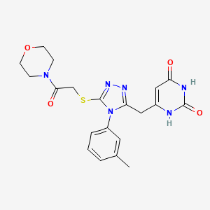 molecular formula C20H22N6O4S B2843589 6-((5-((2-morpholino-2-oxoethyl)thio)-4-(m-tolyl)-4H-1,2,4-triazol-3-yl)methyl)pyrimidine-2,4(1H,3H)-dione CAS No. 852047-40-6