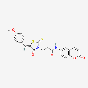 molecular formula C23H18N2O5S2 B2843596 (Z)-3-(5-(4-methoxybenzylidene)-4-oxo-2-thioxothiazolidin-3-yl)-N-(2-oxo-2H-chromen-6-yl)propanamide CAS No. 900134-79-4