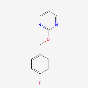 molecular formula C11H9FN2O B2843616 2-[(4-氟苯基)甲氧基]嘧啶 CAS No. 2200182-08-5