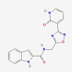 molecular formula C17H13N5O3 B2843618 N-((3-(2-oxo-1,2-dihydropyridin-3-yl)-1,2,4-oxadiazol-5-yl)methyl)-1H-indole-2-carboxamide CAS No. 2034457-91-3