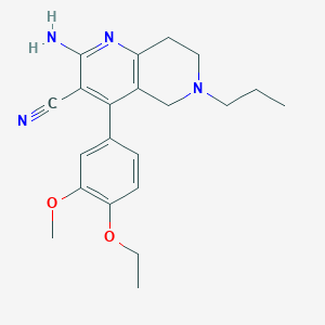 molecular formula C21H26N4O2 B2843624 2-Amino-4-(4-ethoxy-3-methoxyphenyl)-6-propyl-5,6,7,8-tetrahydro-1,6-naphthyridine-3-carbonitrile CAS No. 905809-14-5