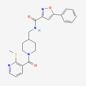molecular formula C23H24N4O3S B2843671 N-((1-(2-(甲硫基)烟酰基哌啶-4-基)甲基)-5-苯基噁唑并-3-羧酰胺 CAS No. 1234932-05-8