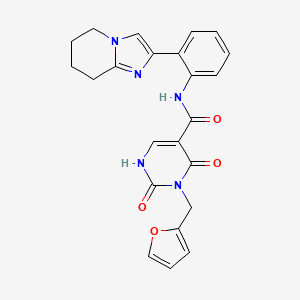 molecular formula C23H21N5O4 B2843685 3-(furan-2-ylmethyl)-2,4-dioxo-N-(2-(5,6,7,8-tetrahydroimidazo[1,2-a]pyridin-2-yl)phenyl)-1,2,3,4-tetrahydropyrimidine-5-carboxamide CAS No. 2097900-34-8