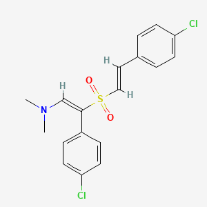 molecular formula C18H17Cl2NO2S B2843689 (E)-2-(4-chlorophenyl)-2-[(E)-2-(4-chlorophenyl)ethenyl]sulfonyl-N,N-dimethylethenamine CAS No. 338403-61-5