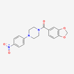 molecular formula C18H17N3O5 B2843697 Benzo[1,3]dioxol-5-yl-[4-(4-nitro-phenyl)-piperazin-1-yl]-methanone CAS No. 346698-88-2