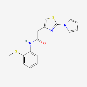 molecular formula C16H15N3OS2 B2843699 2-(2-(1H-吡咯-1-基)噻唑-4-基)-N-(2-(甲硫基)苯基)乙酰胺 CAS No. 1173049-15-4