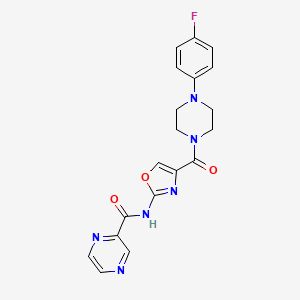 molecular formula C19H17FN6O3 B2843702 N-(4-(4-(4-氟苯基)哌嗪-1-基)羰基氧杂唑-2-基)吡嘧啶-2-羧酰胺 CAS No. 1396852-20-2