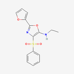 molecular formula C15H14N2O4S B2843703 4-(benzenesulfonyl)-N-ethyl-2-(furan-2-yl)-1,3-oxazol-5-amine CAS No. 342433-34-5