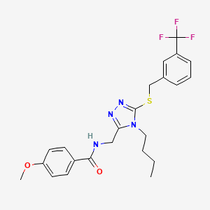 molecular formula C23H25F3N4O2S B2843707 N-((4-butyl-5-((3-(trifluoromethyl)benzyl)thio)-4H-1,2,4-triazol-3-yl)methyl)-4-methoxybenzamide CAS No. 476449-15-7