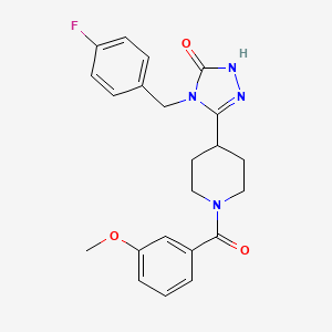 molecular formula C22H23FN4O3 B2843709 4-(4-fluorobenzyl)-5-[1-(3-methoxybenzoyl)piperidin-4-yl]-2,4-dihydro-3H-1,2,4-triazol-3-one CAS No. 1775379-13-9