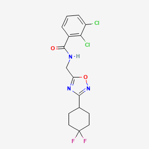 molecular formula C16H15Cl2F2N3O2 B2843730 2,3-二氯-N-((3-(4,4-二氟环己基)-1,2,4-噁二唑-5-基)甲基)苯甲酰胺 CAS No. 2034519-14-5