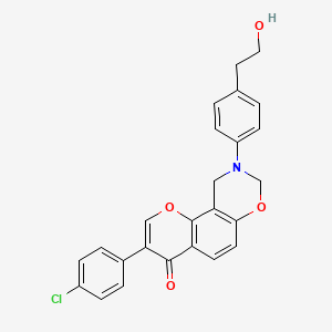 B2843738 3-(4-chlorophenyl)-9-(4-(2-hydroxyethyl)phenyl)-9,10-dihydrochromeno[8,7-e][1,3]oxazin-4(8H)-one CAS No. 951931-61-6