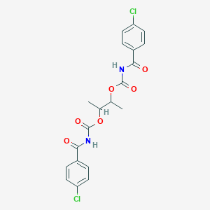 molecular formula C20H18Cl2N2O6 B284374 2-({[(4-Chlorobenzoyl)amino]carbonyl}oxy)-1-methylpropyl 4-chlorobenzoylcarbamate 