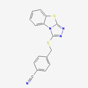 molecular formula C16H10N4S2 B2843743 4-([1,2,4]Triazolo[3,4-b][1,3]benzothiazol-1-ylsulfanylmethyl)benzonitrile CAS No. 514202-22-3