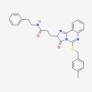 molecular formula C29H28N4O2S B2843747 3-(5-{[(4-methylphenyl)methyl]sulfanyl}-3-oxo-2H,3H-imidazo[1,2-c]quinazolin-2-yl)-N-(2-phenylethyl)propanamide CAS No. 1037168-70-9