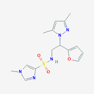 molecular formula C15H19N5O3S B2843759 N-(2-(3,5-二甲基-1H-吡唑-1-基)-2-(呋喃-2-基)乙基)-1-甲基-1H-咪唑-4-磺酰胺 CAS No. 2191213-99-5