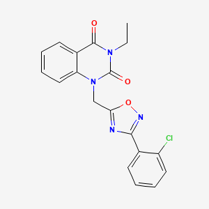 molecular formula C19H15ClN4O3 B2843773 1-((3-(2-chlorophenyl)-1,2,4-oxadiazol-5-yl)methyl)-3-ethylquinazoline-2,4(1H,3H)-dione CAS No. 1207033-47-3