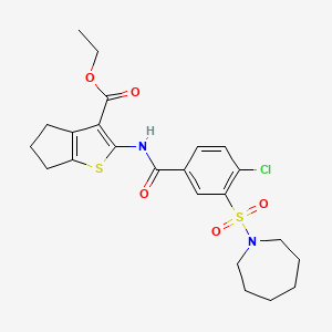 ethyl 2-(3-(azepan-1-ylsulfonyl)-4-chlorobenzamido)-5,6-dihydro-4H-cyclopenta[b]thiophene-3-carboxylate