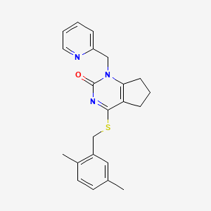 4-((2,5-dimethylbenzyl)thio)-1-(pyridin-2-ylmethyl)-6,7-dihydro-1H-cyclopenta[d]pyrimidin-2(5H)-one