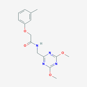 molecular formula C15H18N4O4 B2843793 N-((4,6-dimethoxy-1,3,5-triazin-2-yl)methyl)-2-(m-tolyloxy)acetamide CAS No. 2034539-01-8