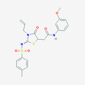 molecular formula C22H23N3O5S2 B284380 2-(3-allyl-2-{[(4-methylphenyl)sulfonyl]imino}-4-oxo-1,3-thiazolidin-5-yl)-N-(3-methoxyphenyl)acetamide 