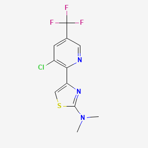 molecular formula C11H9ClF3N3S B2843800 4-[3-chloro-5-(trifluoromethyl)pyridin-2-yl]-N,N-dimethyl-1,3-thiazol-2-amine CAS No. 2059278-80-5