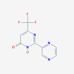 molecular formula C9H5F3N4O B2843809 4-Hydroxy-2-(pyrazin-2-yl)-6-(trifluoromethyl)pyrimidine CAS No. 438249-86-6