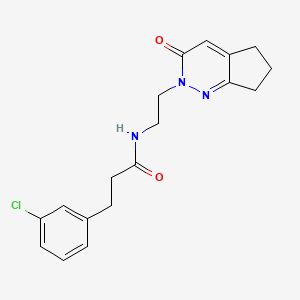 molecular formula C18H20ClN3O2 B2843824 3-(3-chlorophenyl)-N-(2-(3-oxo-3,5,6,7-tetrahydro-2H-cyclopenta[c]pyridazin-2-yl)ethyl)propanamide CAS No. 2097889-40-0