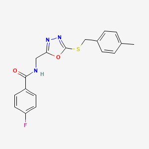 4-fluoro-N-((5-((4-methylbenzyl)thio)-1,3,4-oxadiazol-2-yl)methyl)benzamide
