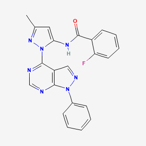 2-fluoro-N-(3-methyl-1-(1-phenyl-1H-pyrazolo[3,4-d]pyrimidin-4-yl)-1H-pyrazol-5-yl)benzamide