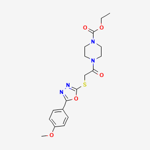 Ethyl 4-({[5-(4-methoxyphenyl)-1,3,4-oxadiazol-2-yl]thio}acetyl)piperazine-1-carboxylate