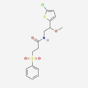 N-(2-(5-chlorothiophen-2-yl)-2-methoxyethyl)-3-(phenylsulfonyl)propanamide