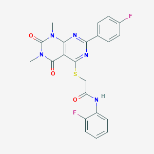 N-(2-fluorophenyl)-2-[7-(4-fluorophenyl)-1,3-dimethyl-2,4-dioxopyrimido[4,5-d]pyrimidin-5-yl]sulfanylacetamide